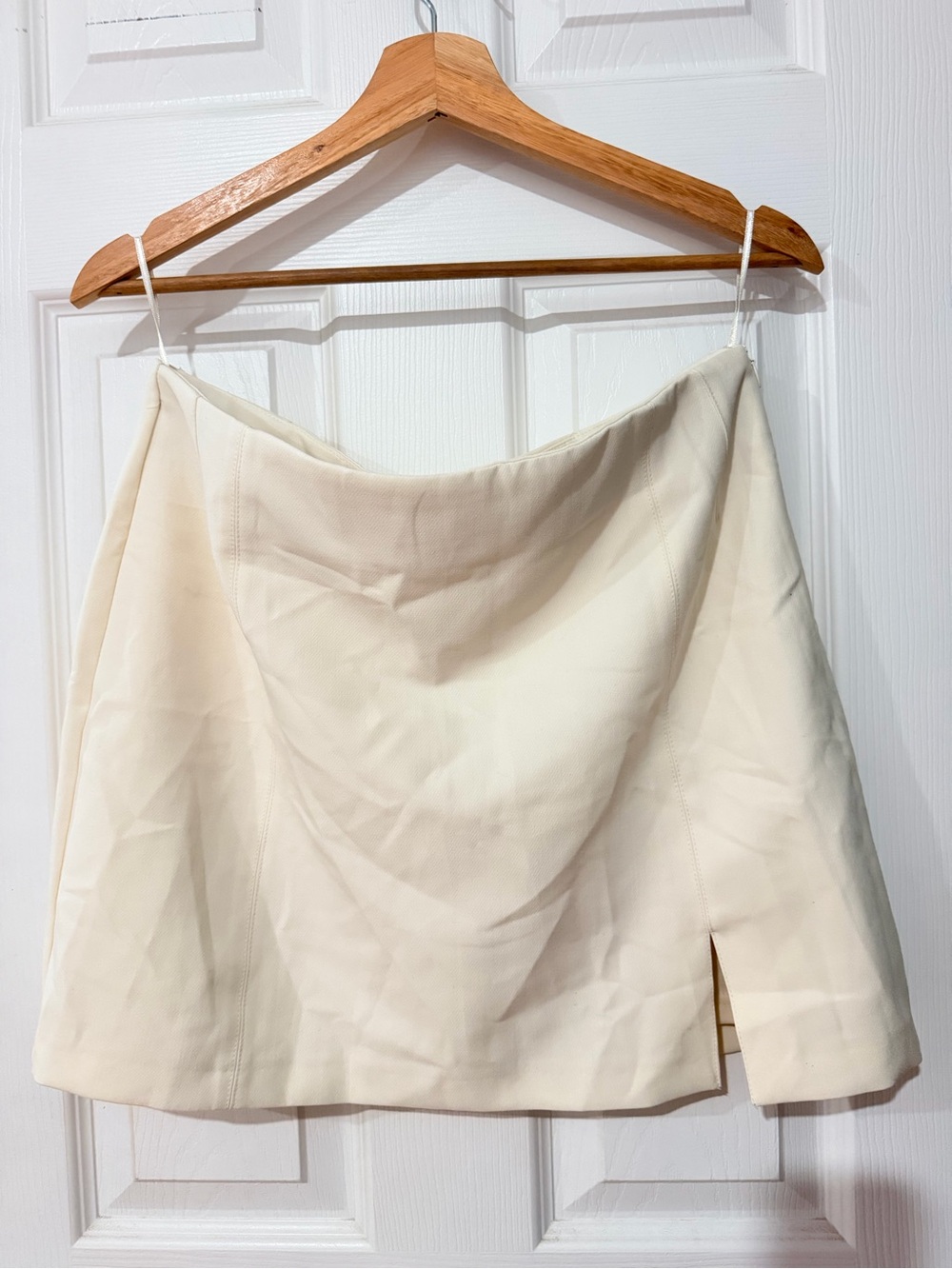 Zara Cream Mini Skirt with Side Slit